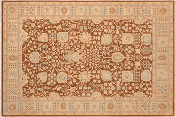 handmade Traditional Kafkaz Chobi Ziegler Brown Beige Hand Knotted RECTANGLE 100% WOOL area rug 8 x 10